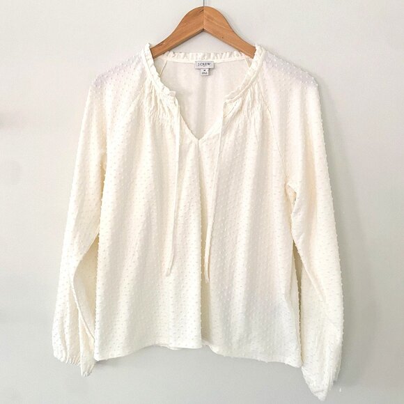 🤍 J.Crew Textured Long Sleeve Blouse – Size M – Classic‎ & Breezy 🤍 - Picture 1 of 4
